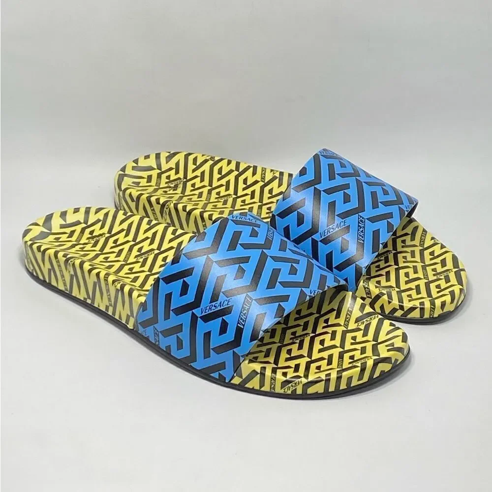 Versace Greca Monogram Flap Sandals size 43/ us size 10
